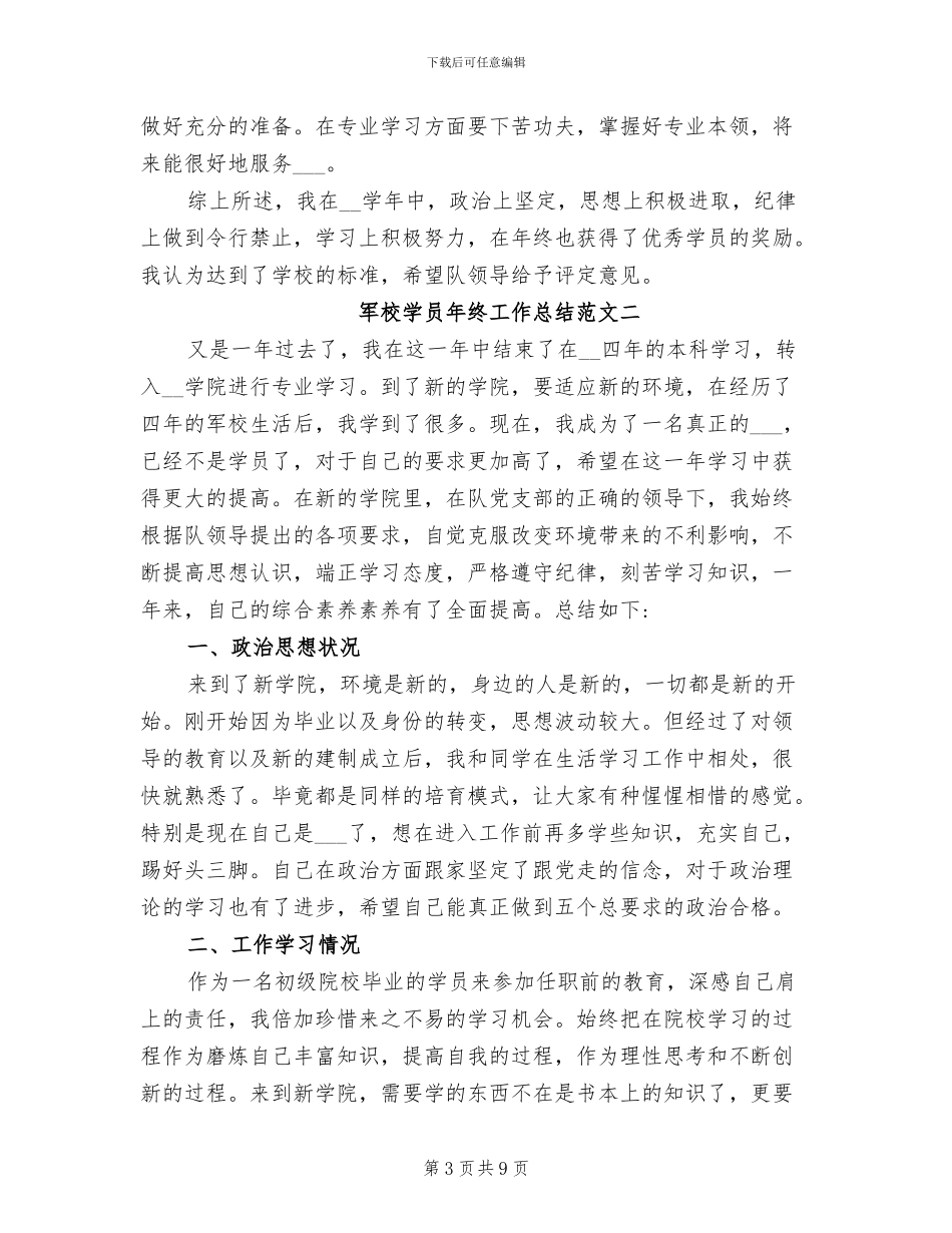 2024年军校学员年终工作总结_第3页