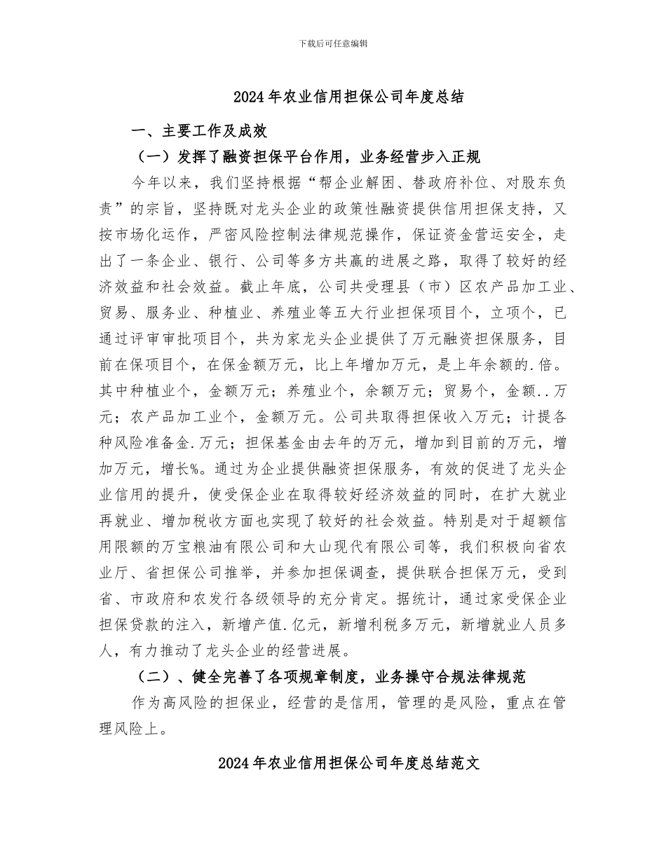 2024年农业信用担保公司年度总结_第1页