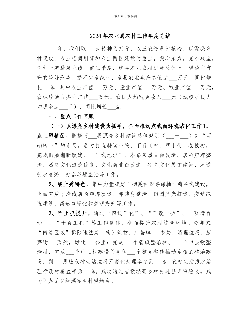 2024年农业局农村工作年度总结_第1页