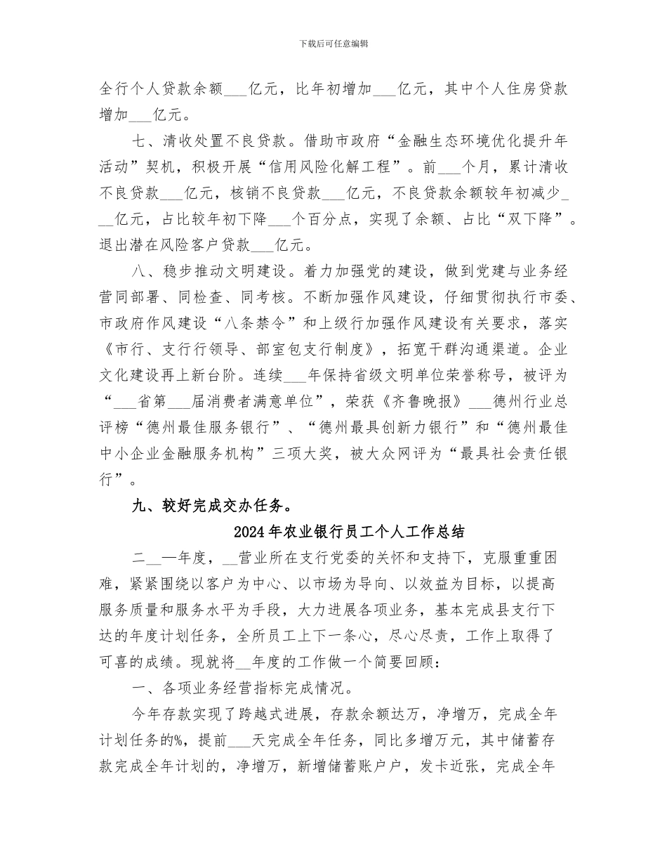 2024年农业银行分行年度工作总结_第2页