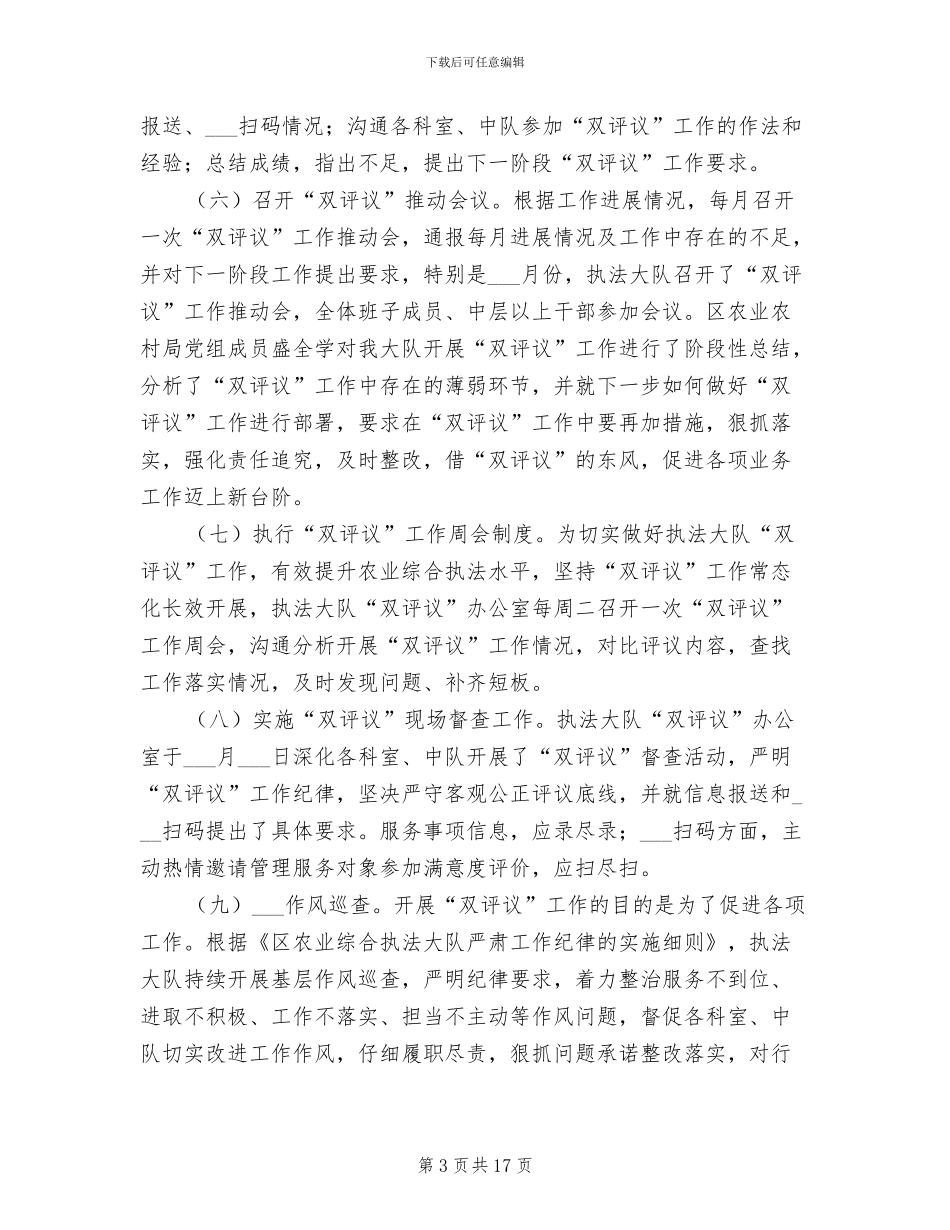 2024年农业综合执法大队开展“双评议”工作总结_第3页