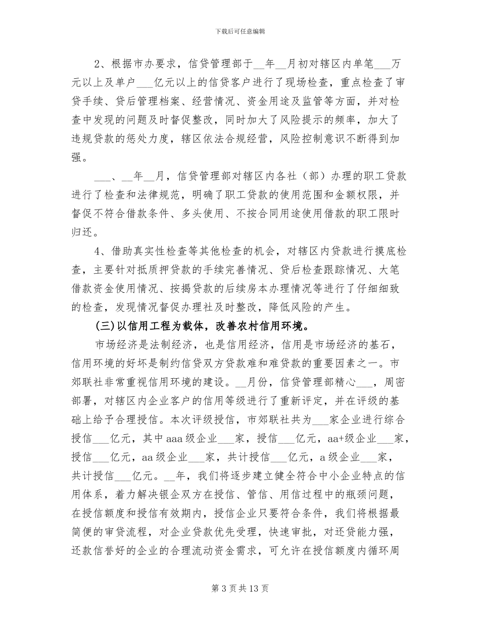 2024年农村信用合作社信贷部工作总结_第3页