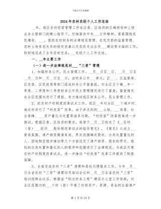 2024年农村农经个人工作总结