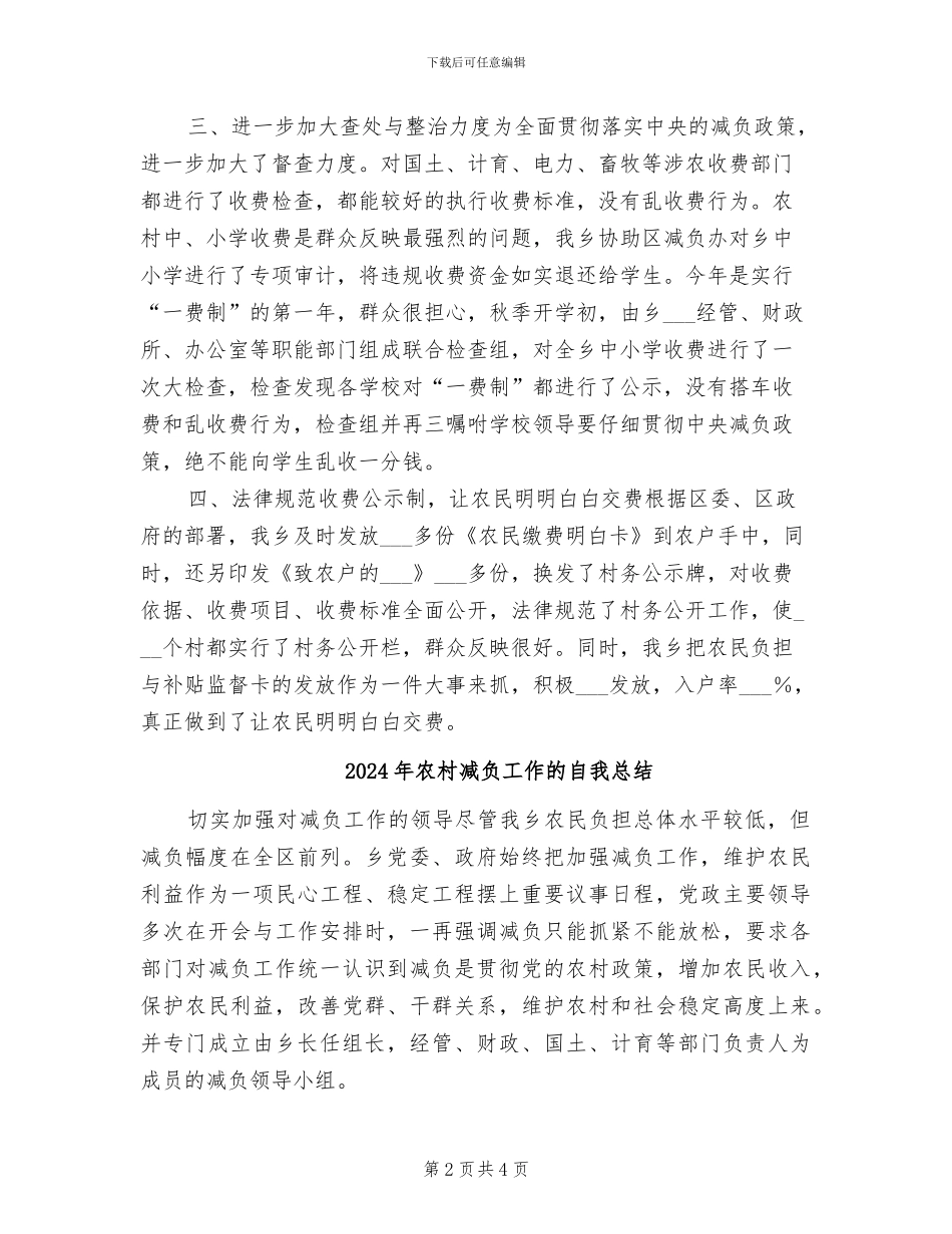 2024年农村减负工作总结范文_第2页