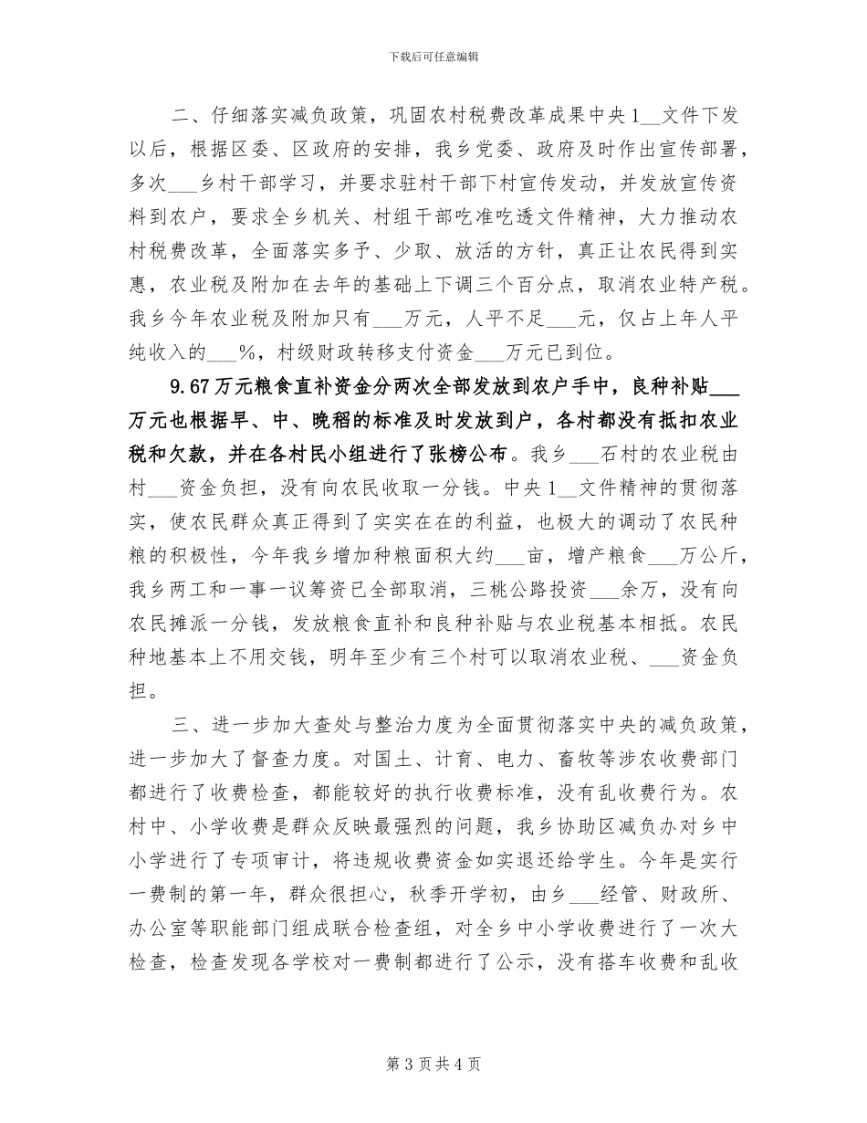 2024年农村减负工作总结范文_第3页