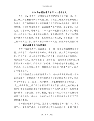 2024年农村指导员学习个人总结范文