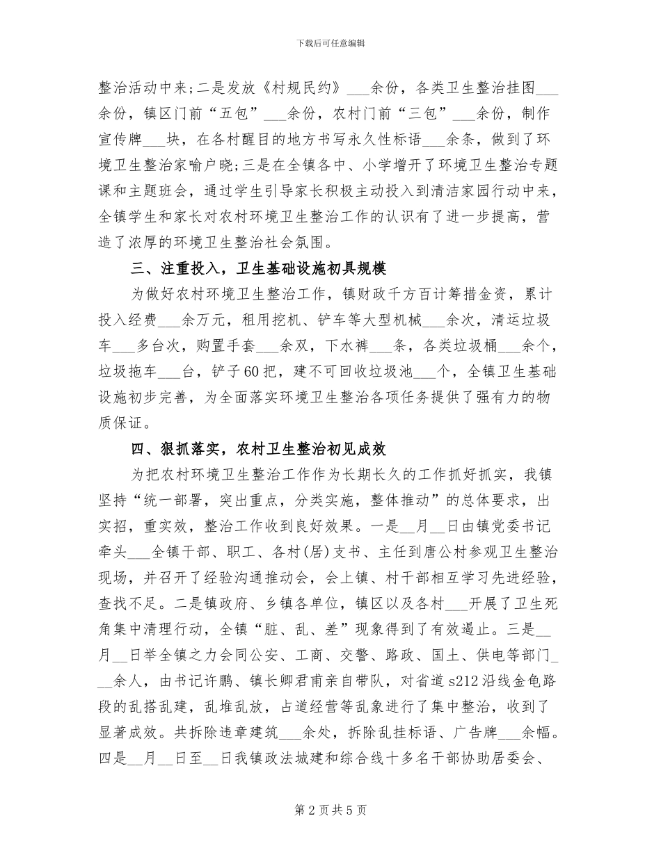 2024年农村环境卫生综合整治工作总结范文_第2页