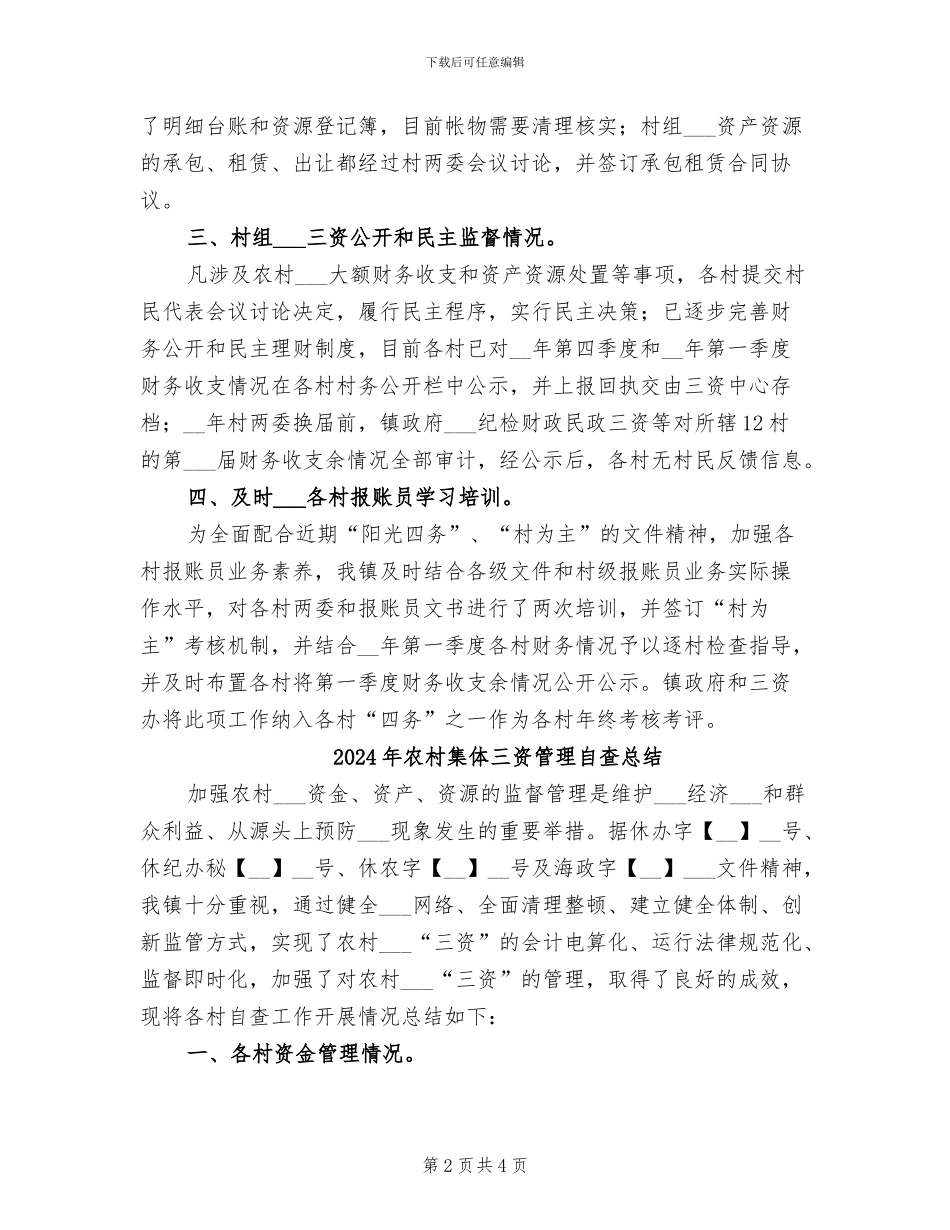 2024年农村集体“三资”管理自查总结_第2页