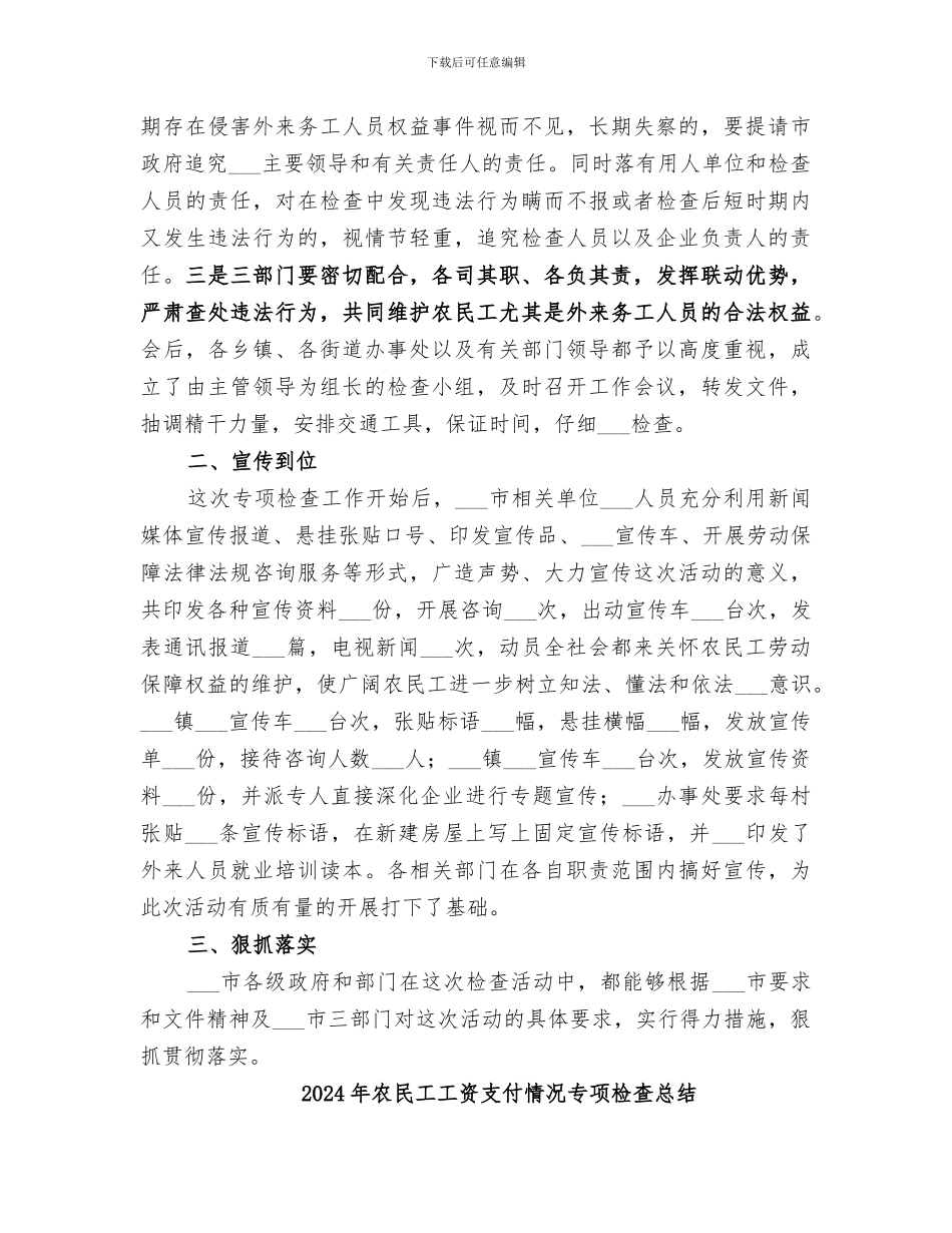 2024年农民工工资支付情况专项检查工作总结_第2页