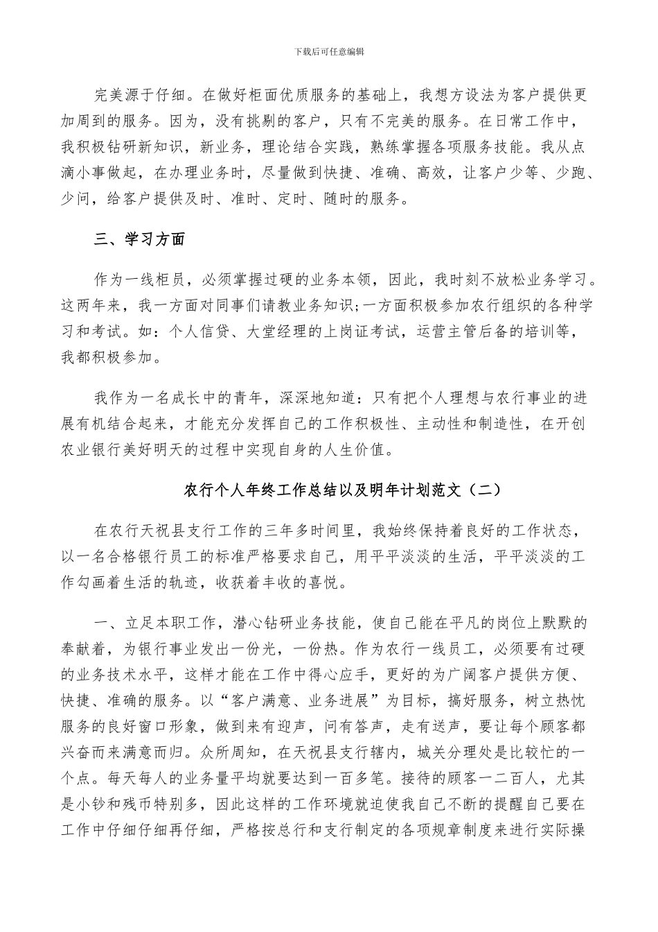 2024年农行个人年终工作总结以及明年计划范文_第2页