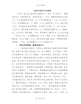2024年农行工作总结