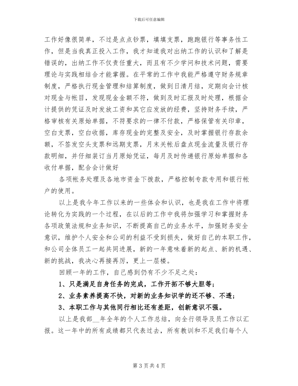 2024年出纳个人年底工作总结范文_第3页