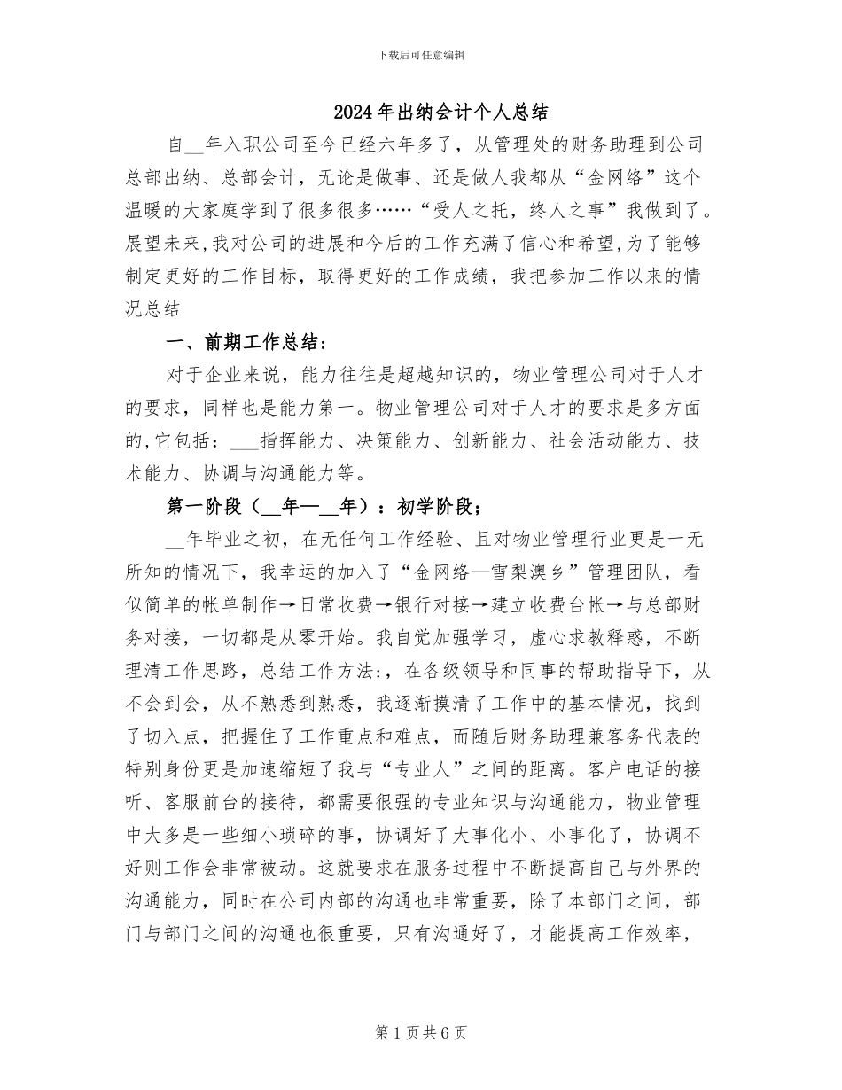 2024年出纳会计个人总结_第1页