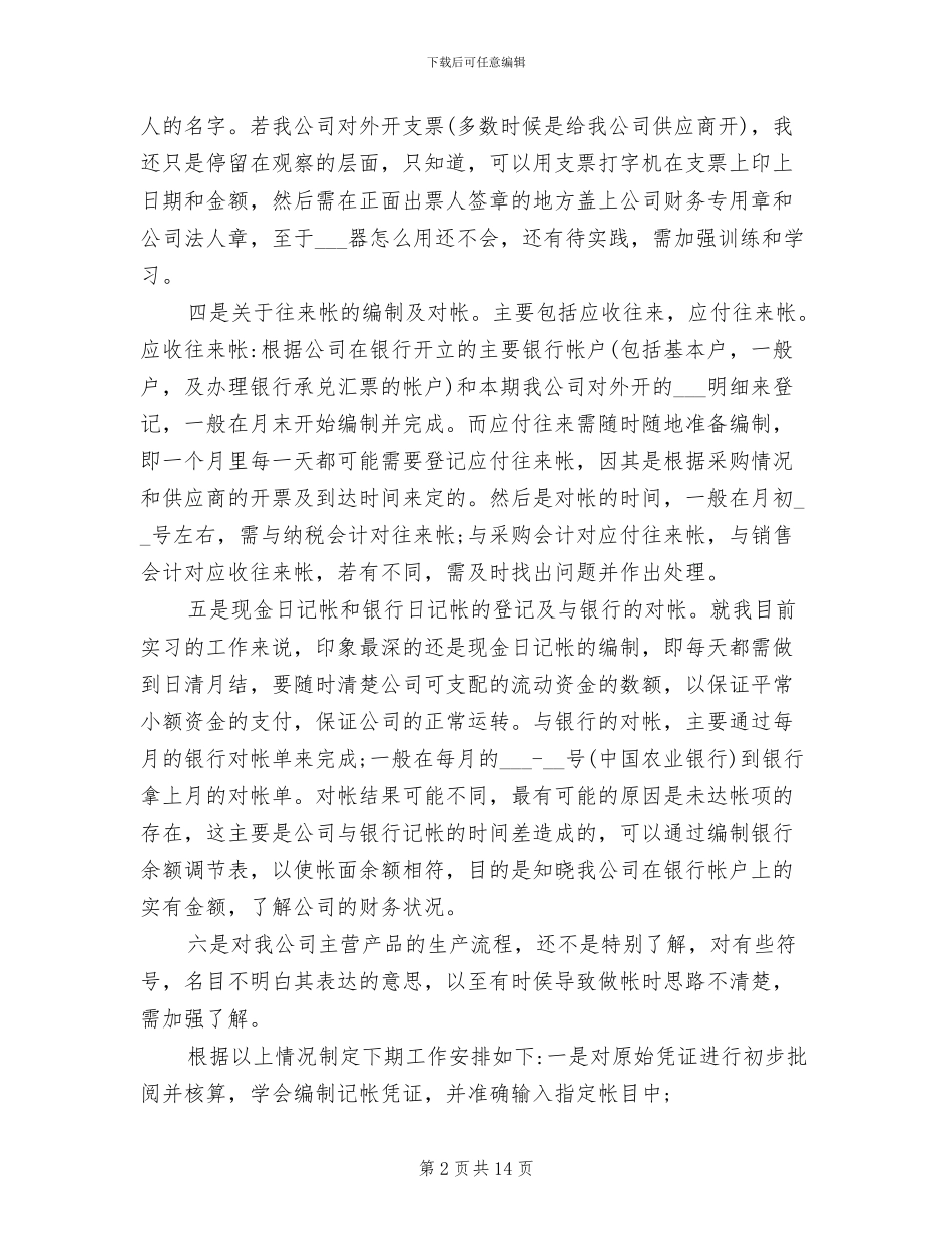 2024年出纳实习工作总结报告_第2页