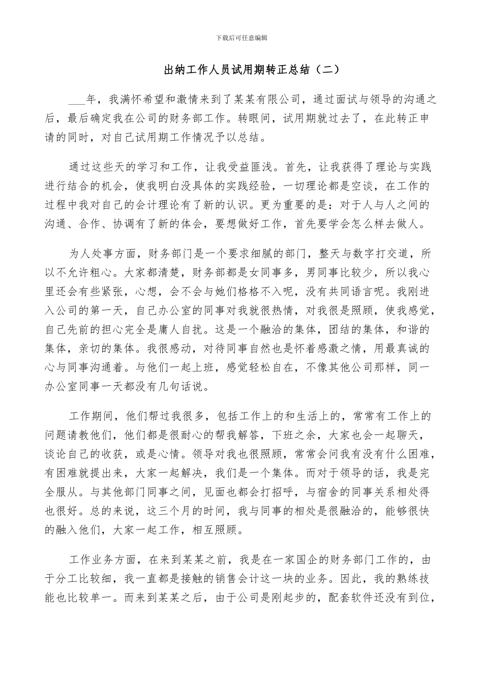 2024年出纳工作人员试用期转正总结_第3页