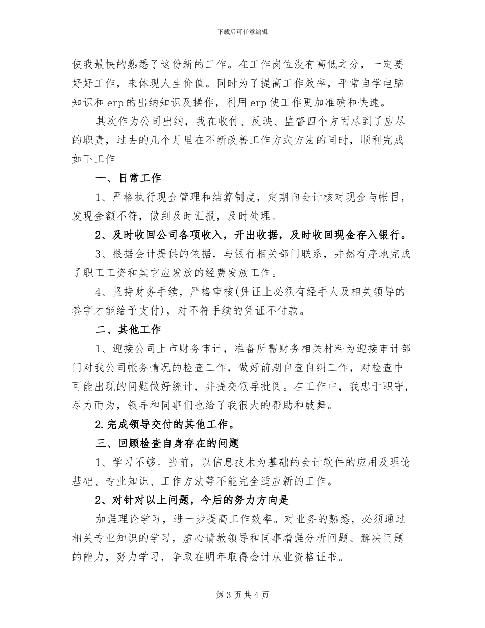 2024年出纳工作年终工作总结_第3页