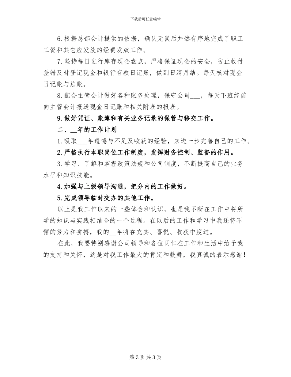 2024年出纳工作总结和计划_第3页