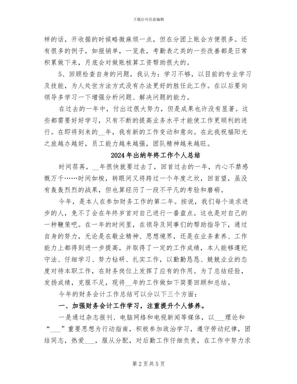 2024年出纳年终个人总结模板_第2页