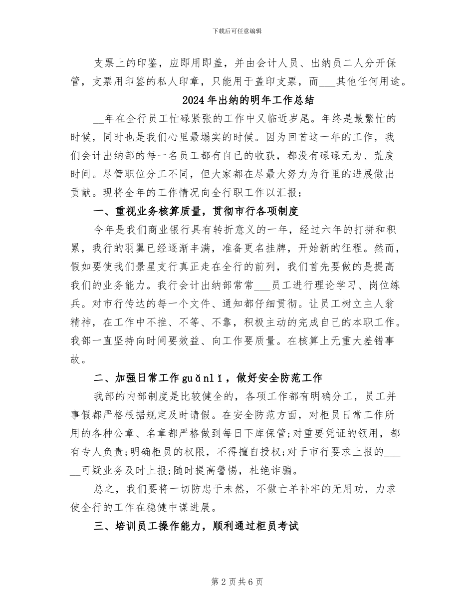2024年出纳的日常工作注意事项总结_第2页