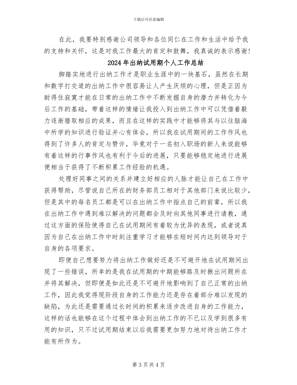2024年出纳试用期三个月工作总结_第3页