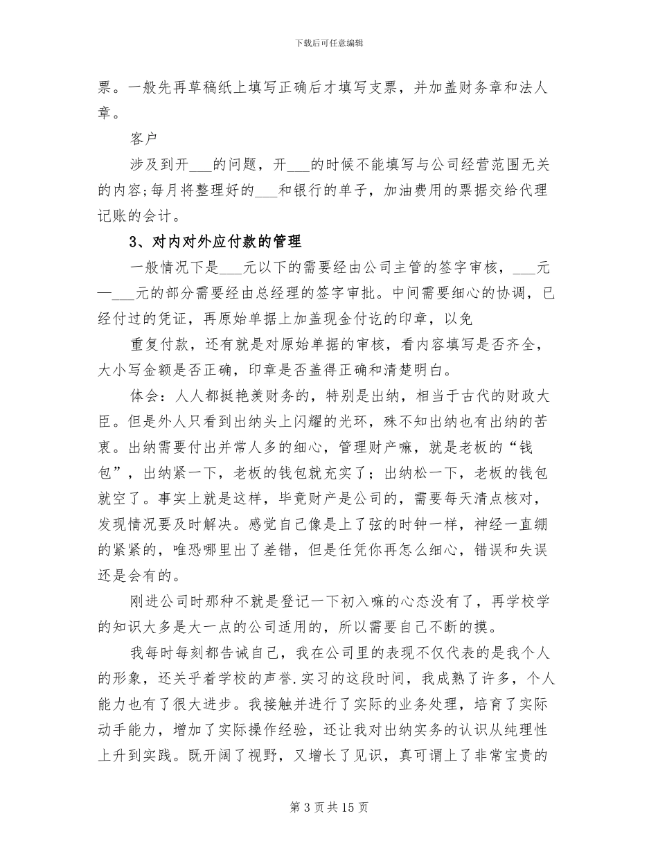 2024年出纳毕业寒假实习总结_第3页