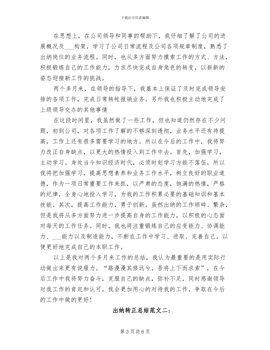 2024年出纳转正工作总结范文_第3页