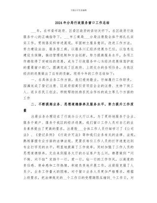 2024年分局行政服务窗口工作总结