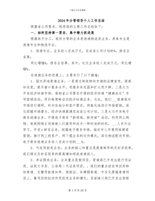 2024年分管领导个人工作总结