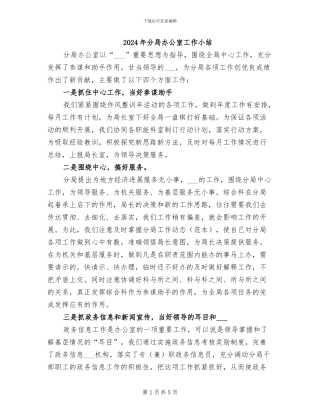 2024年分局办公室工作小结