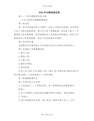 2024年分配制度改革
