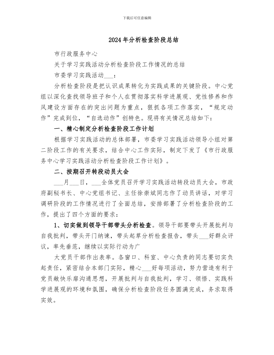 2024年分析检查阶段总结_第1页