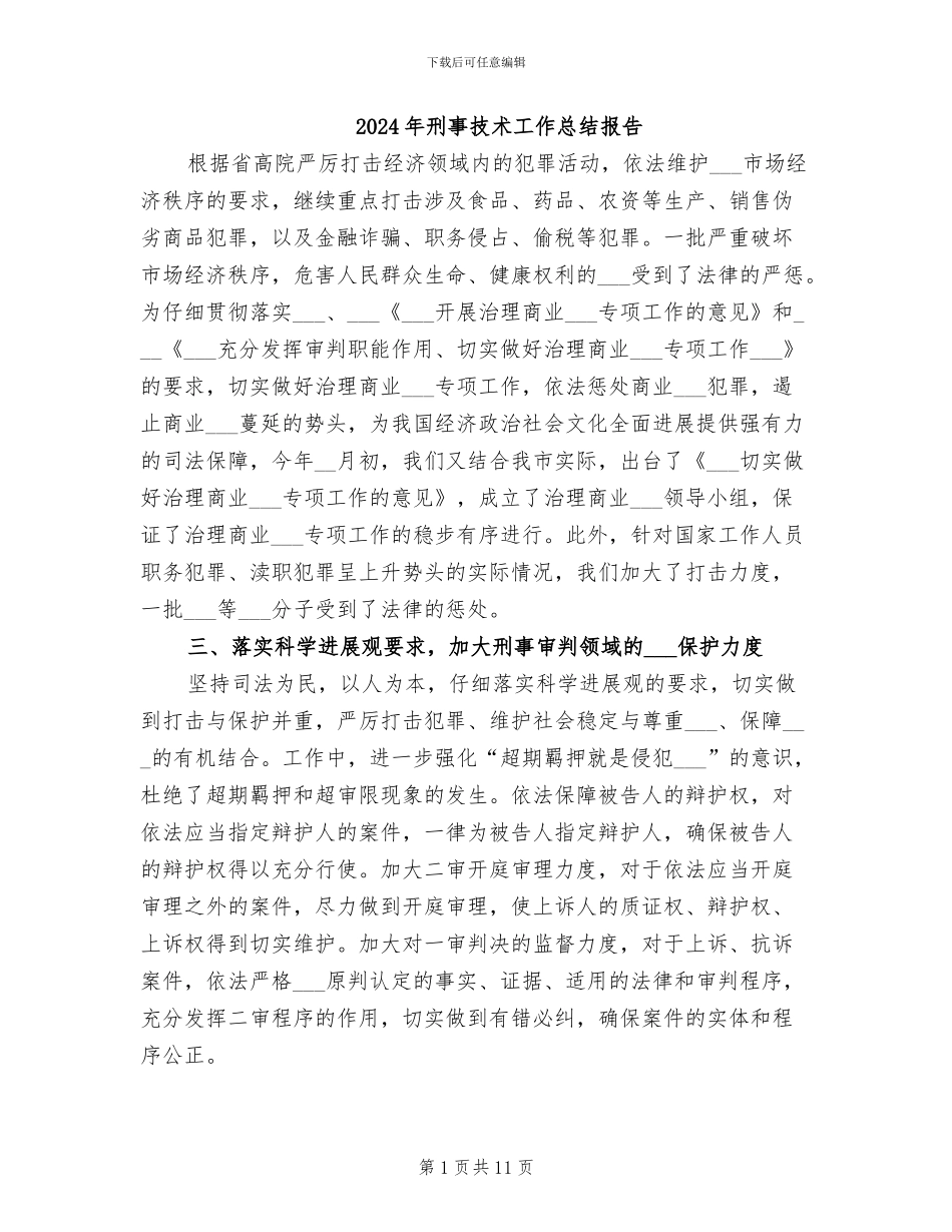 2024年刑事技术工作总结报告_第1页