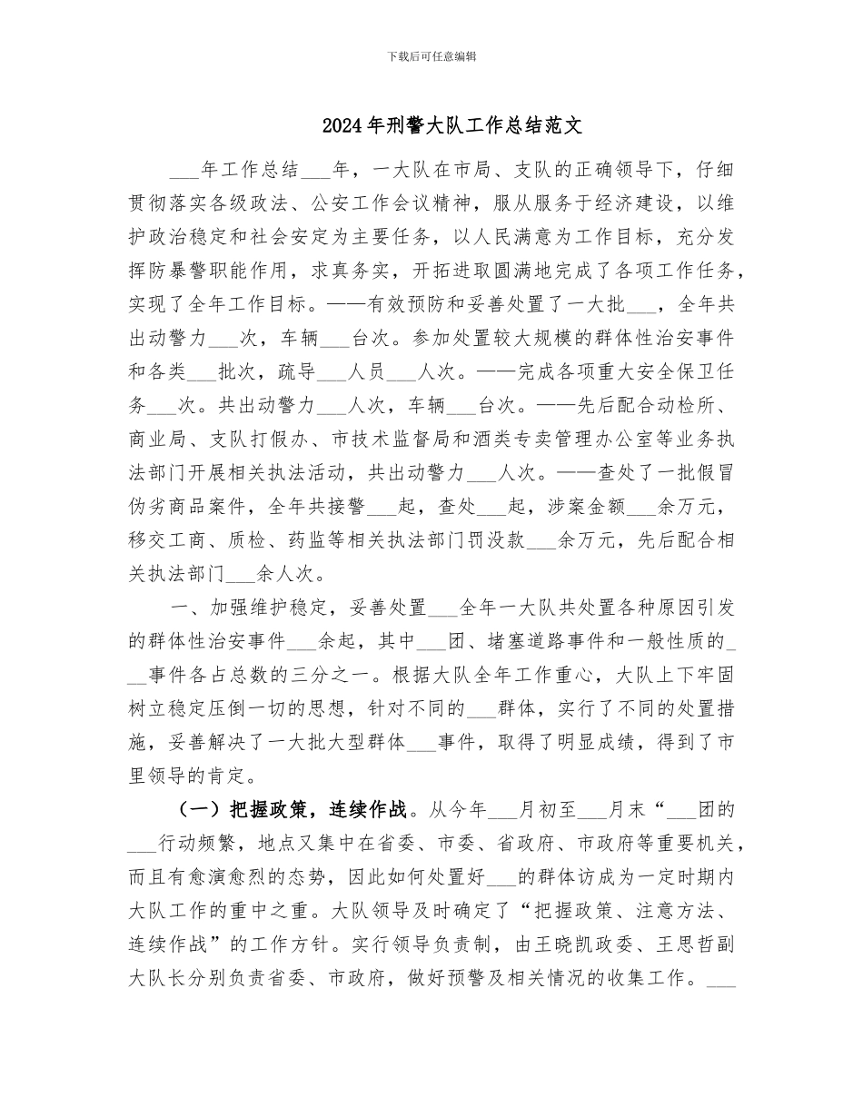 2024年刑警大队工作总结范文_第1页