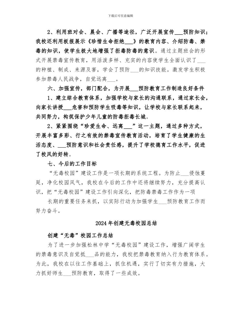2024年创建无毒校园工作总结范本_第2页