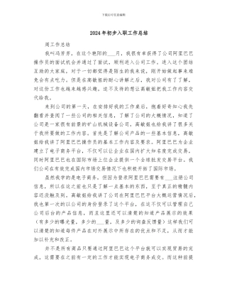 2024年初步入职工作总结