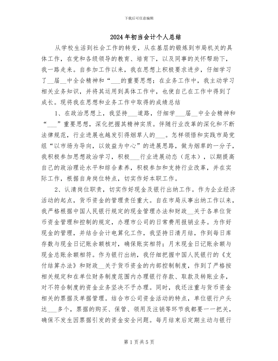 2024年初当会计个人总结_第1页