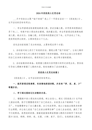 2024年别说我小反思总结