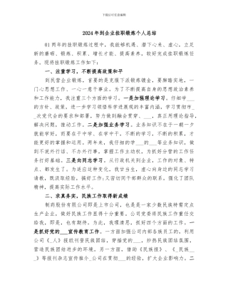 2024年到企业挂职锻炼个人总结