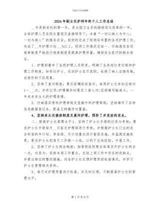 2024年副主任护师年终个人工作总结