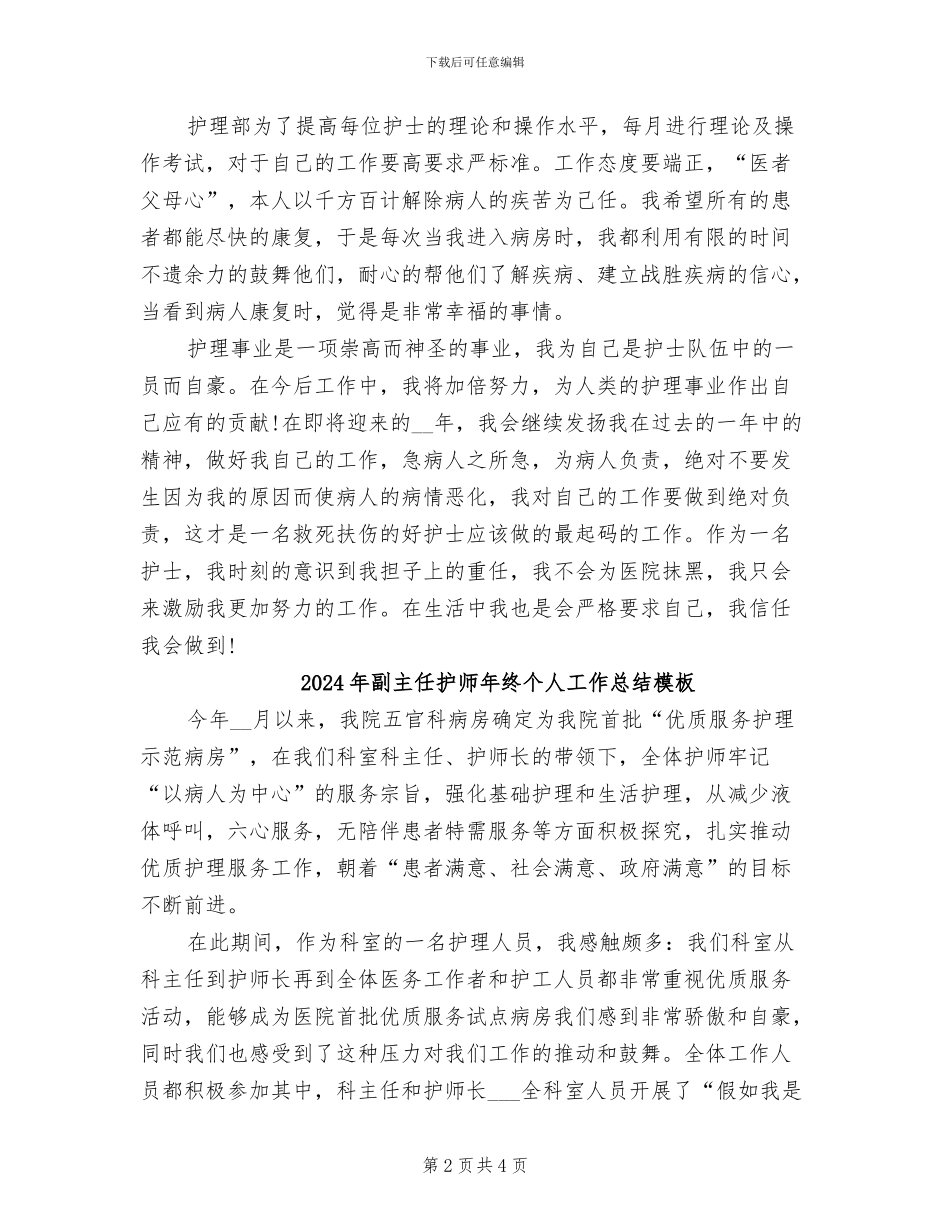 2024年副主任护师年终个人工作总结样本_第2页