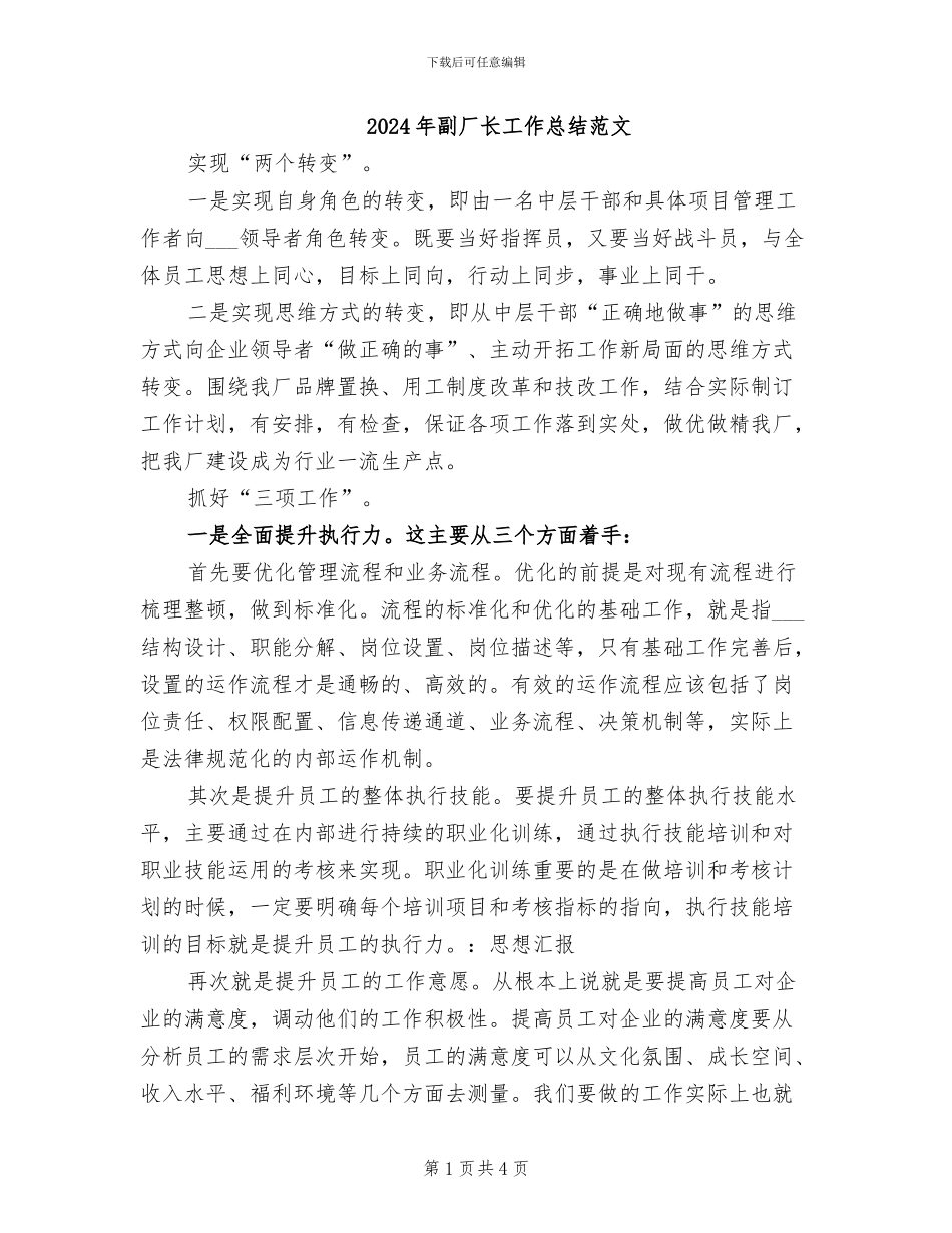 2024年副厂长工作总结范文_第1页