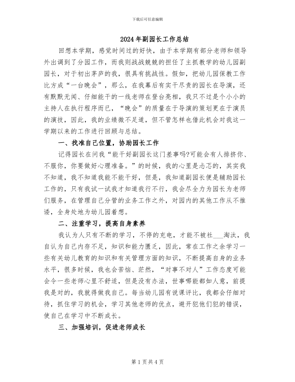 2024年副园长工作总结_第1页