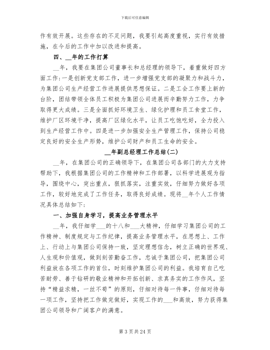 2024年副总经理工作总结及计划_第3页