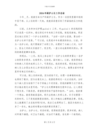 2024年副护士长工作总结