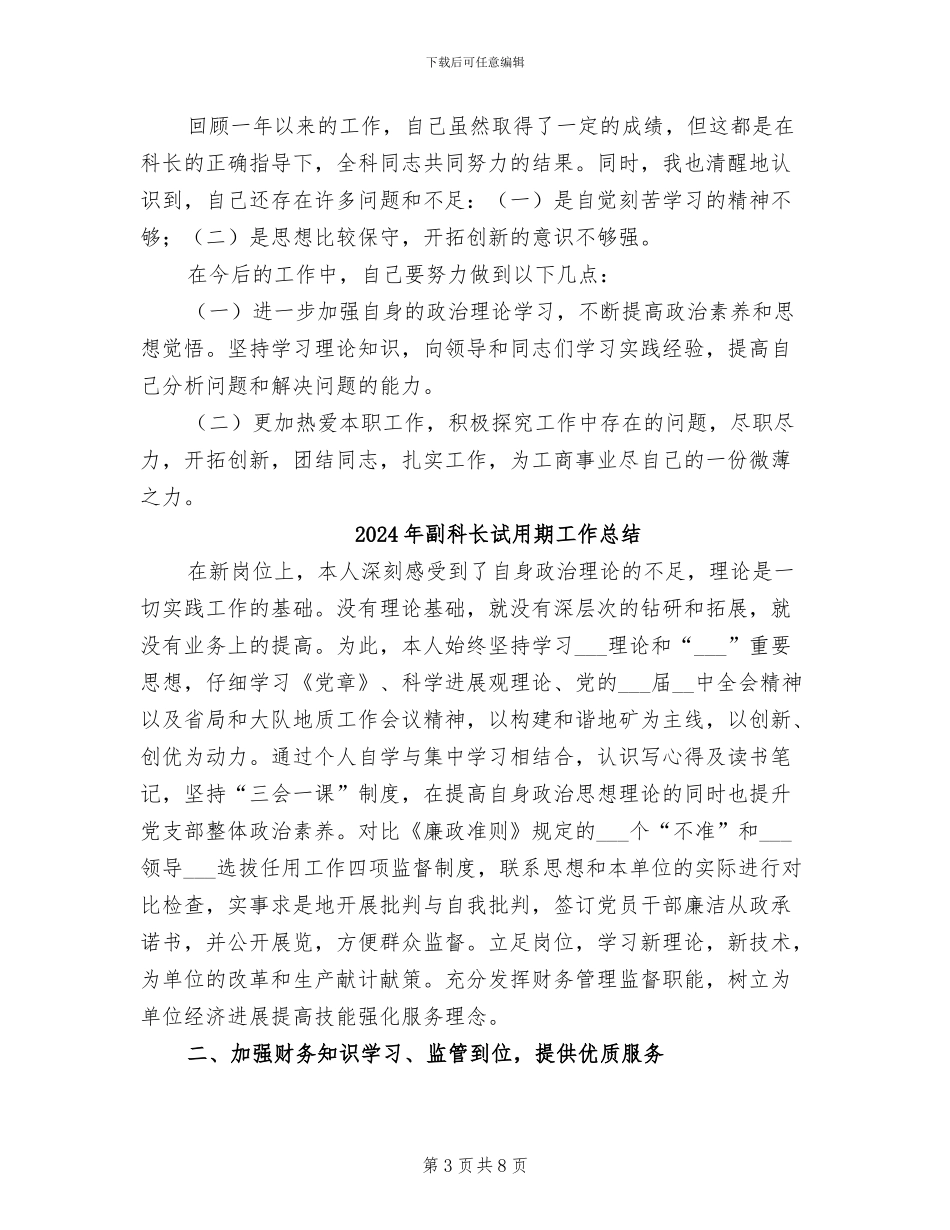 2024年副科长的财务工作总结_第3页