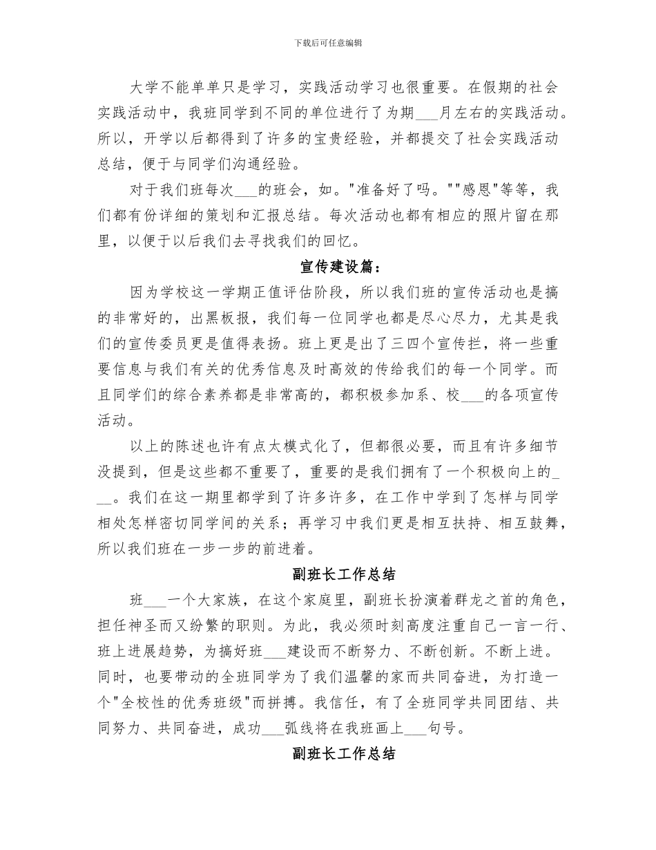 2024年副班长的工作总结_第2页