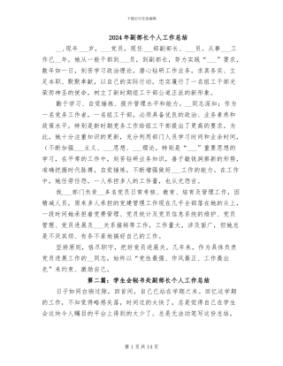 2024年副部长个人工作总结