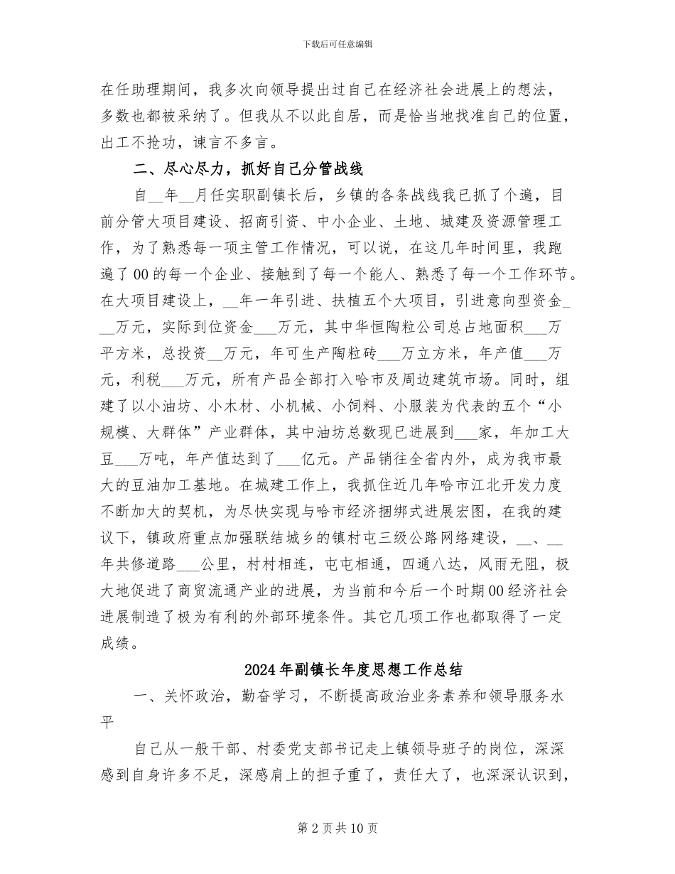 2024年副镇长年度工作总结_第2页