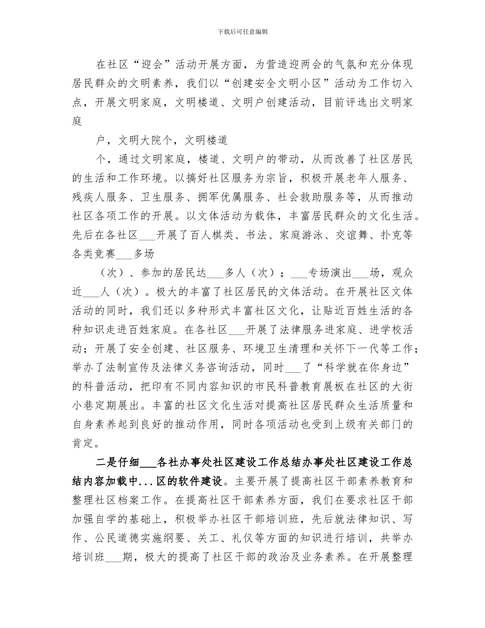 2024年办事处社区建设工作总结范文_第3页