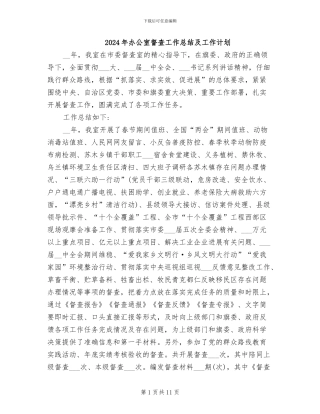 2024年办公室督查工作总结及工作计划